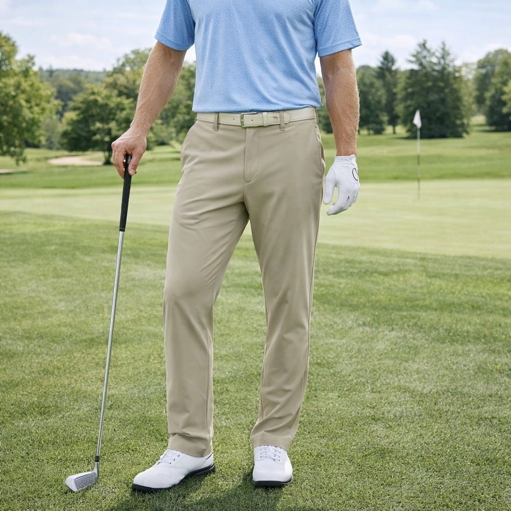 CRZ Yoga Men’s Golf Pants – 32x32 – Khaki – Stretch Performance